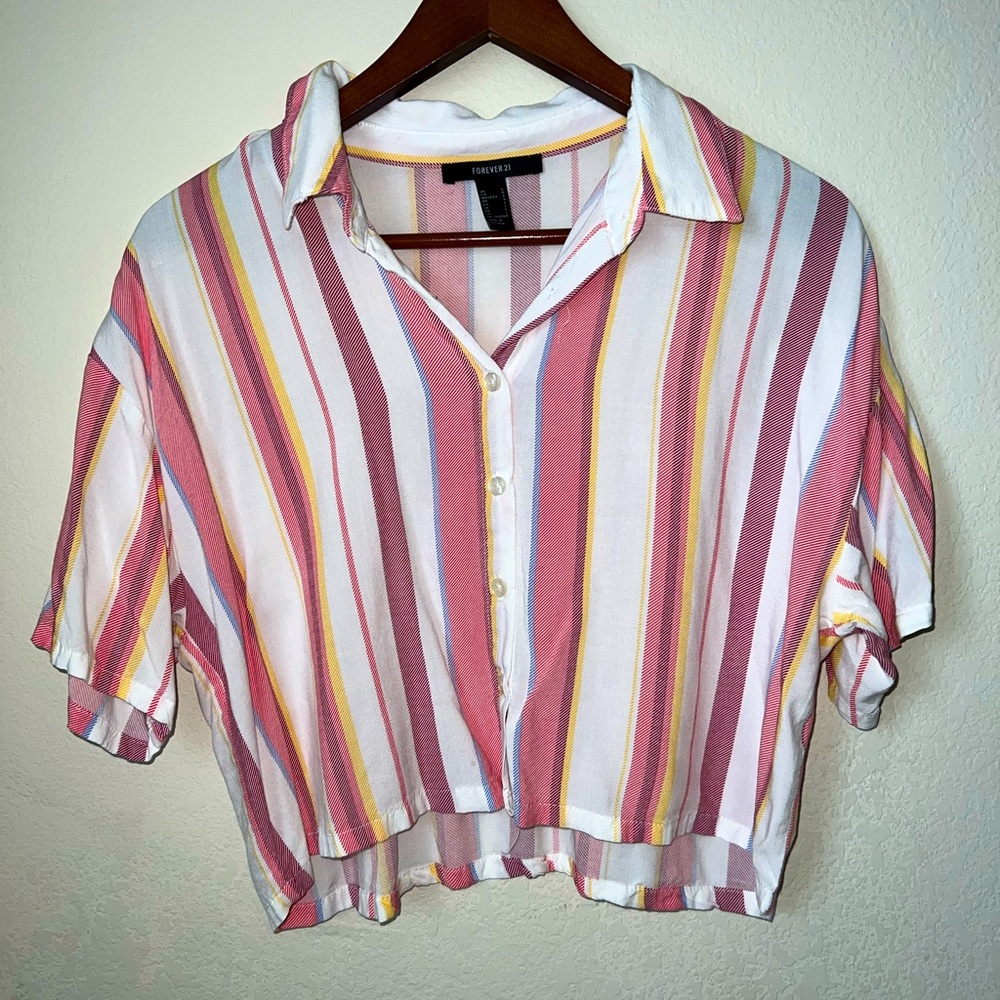 Forever 21 Crop Button Up Top